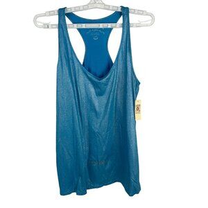 Decree Womens Blue Racerback Tank Top XL Shiny Silver Accents New